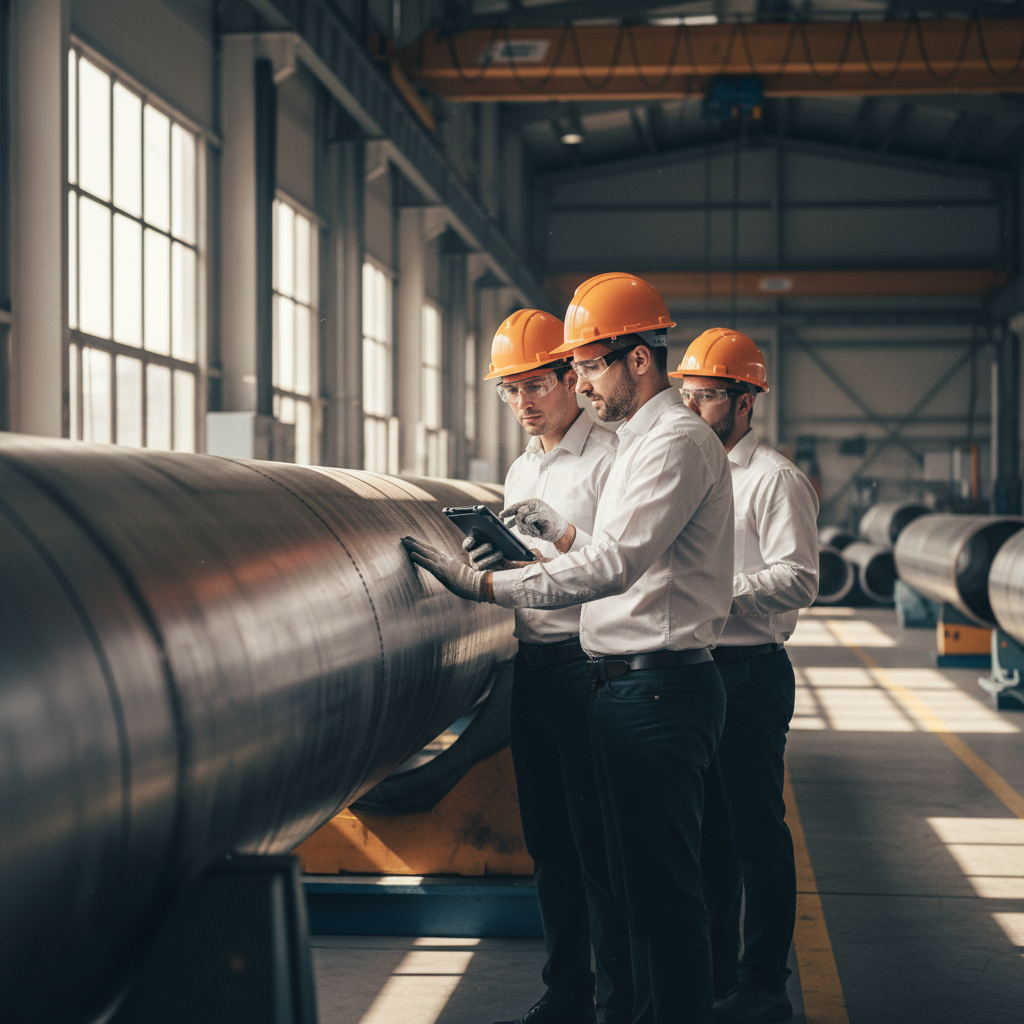 ZONX engineers inspecting clad pipe quality